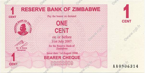 1 Cent ZIMBABWE  2006 P.33 FDC
