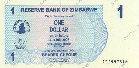 1 Dollar ZIMBABWE  2006 P.37 FDC