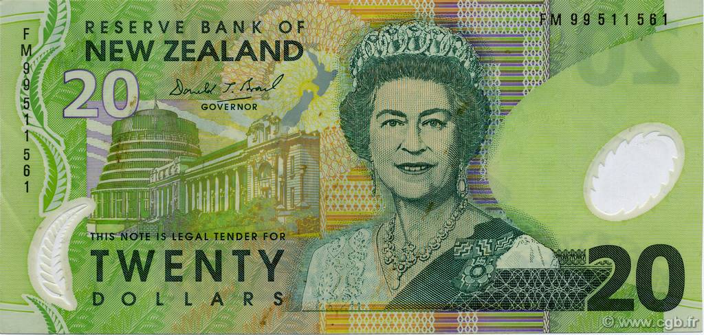 20 Dollars NEW ZEALAND  1999 P.187 XF