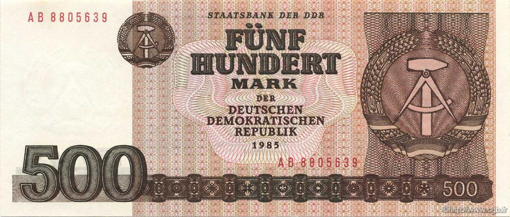500 Mark GERMAN DEMOCRATIC REPUBLIC  1985 P.33 UNC