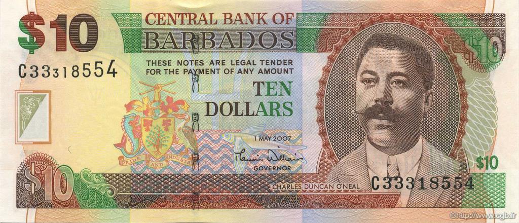 10 Dollars BARBADOS  2007 P.68a fST+
