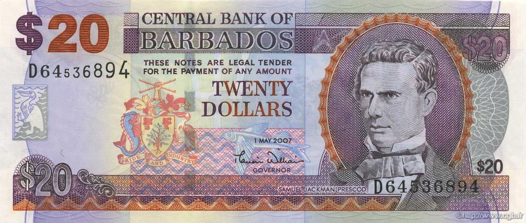20 Dollars BARBADOS  2007 P.69 UNC