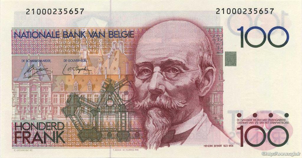 100 Francs BÉLGICA  1978 P.140a FDC