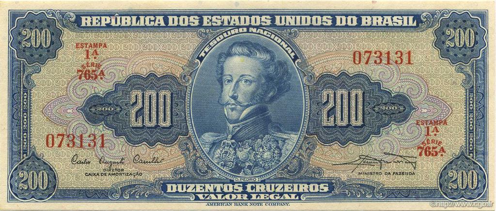 200 Cruzeiros BRAZIL  1961 P.171a UNC