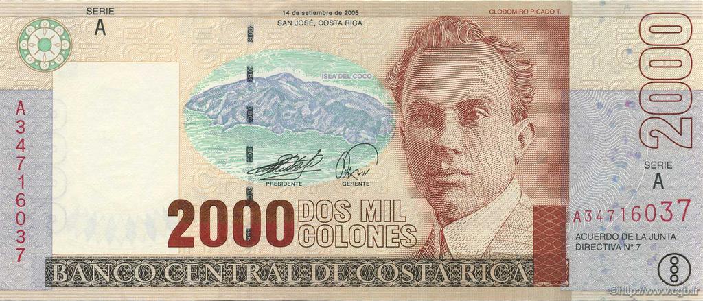 2000 Colones COSTA RICA  2005 P.265e fST+