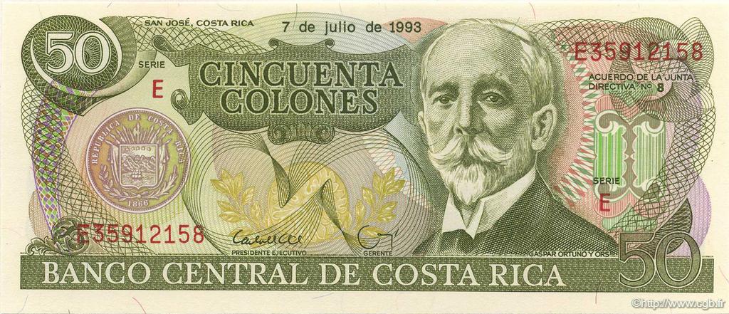 50 Colones COSTA RICA  1993 P.257a FDC