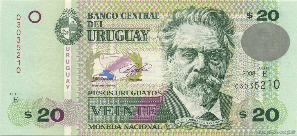 20 Pesos Uruguayos URUGUAY  2008 P.086a UNC