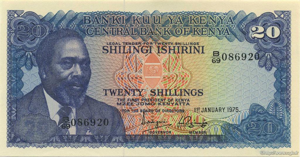 20 Shillings KENIA  1975 P.13b FDC