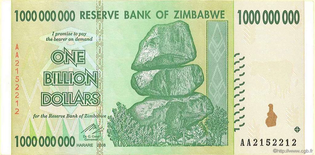 1 Billion Dollars ZIMBABWE  2008 P.83 UNC-
