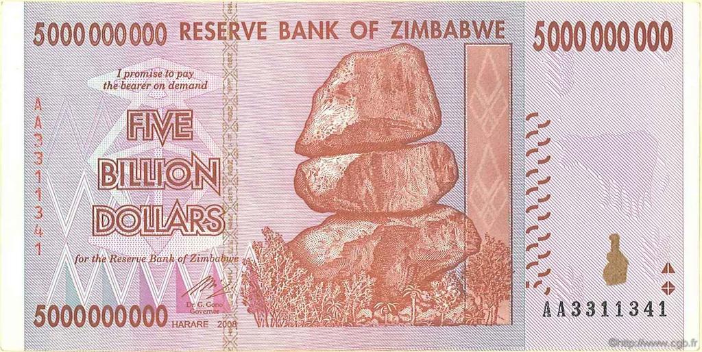 5 Billions Dollars ZIMBABWE  2008 P.84 SPL