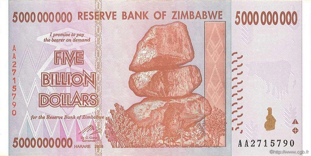 5 Billions Dollars ZIMBABUE  2008 P.84 SC+