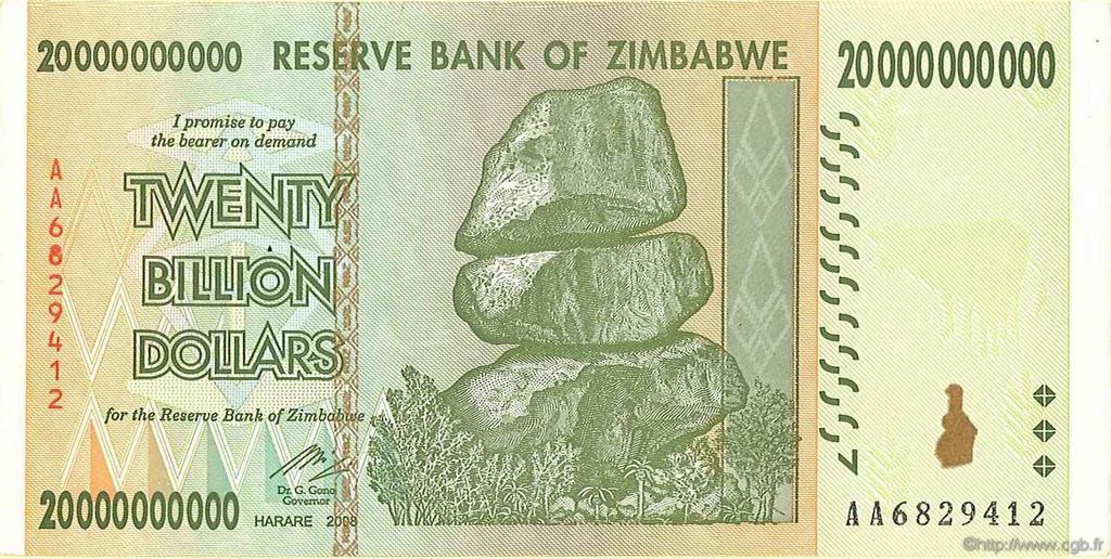20 Billions Dollars ZIMBABWE  2008 P.86 XF