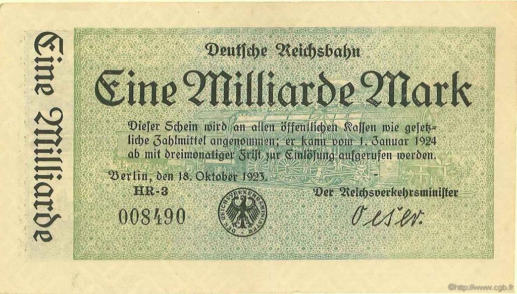 1 Milliarde Mark GERMANY  1923 PS.1020 XF