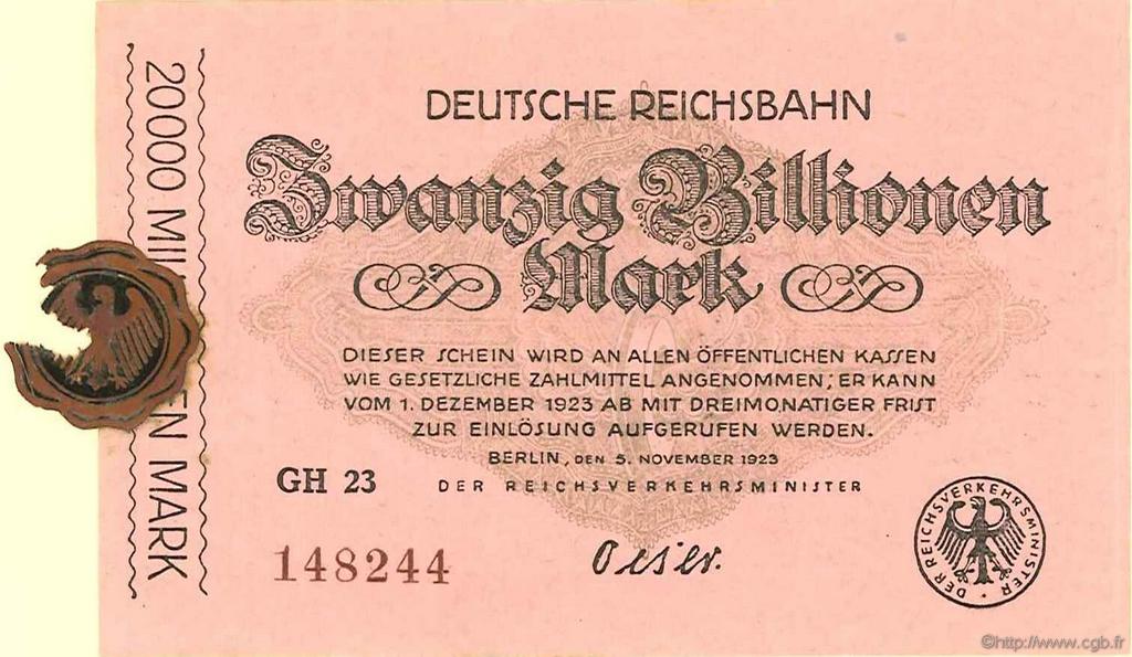 20 Billionen Mark GERMANY  1923 PS.1031 AU