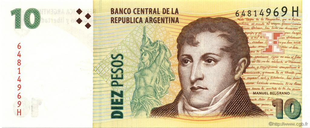 10 Pesos ARGENTINA  2003 P.354 UNC