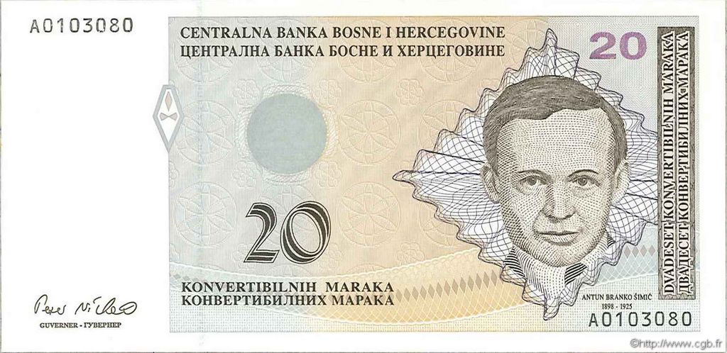20 Convertible Maraka BOSNIA-HERZEGOVINA  1998 P.065a FDC