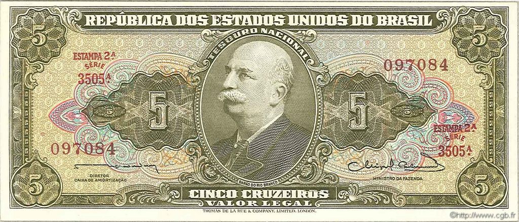 5 Cruzeiros BRAZIL  1963 P.176b UNC