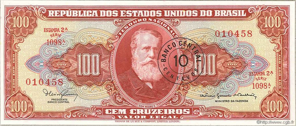 10 Centavos sur 100 Cruzeiros BRAZIL  1966 P.185b UNC