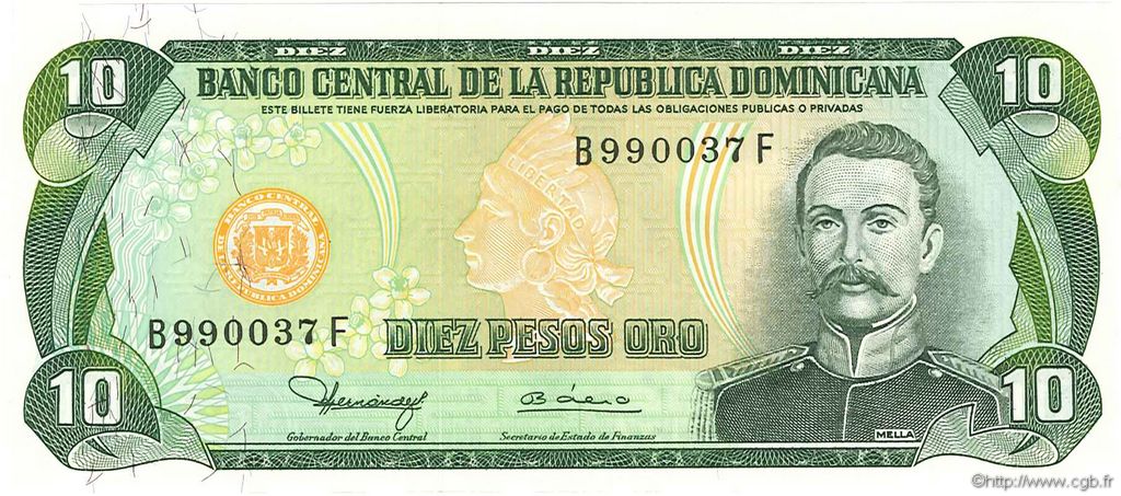 10 Pesos Oro DOMINICAN REPUBLIC  1980 P.119b UNC