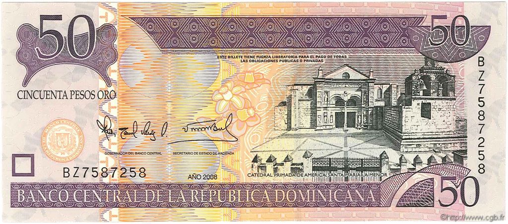 50 Pesos Oro RÉPUBLIQUE DOMINICAINE  2008 P.176b FDC