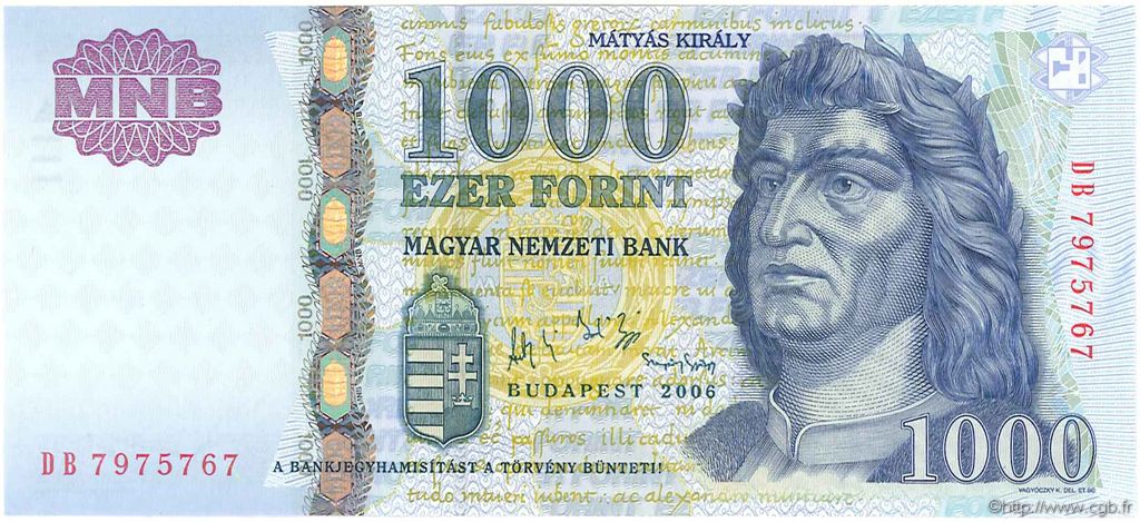 1000 Forint HUNGRíA  2006 P.195b FDC
