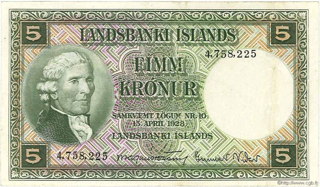 5 Kronur ISLANDA  1948 P.32a BB