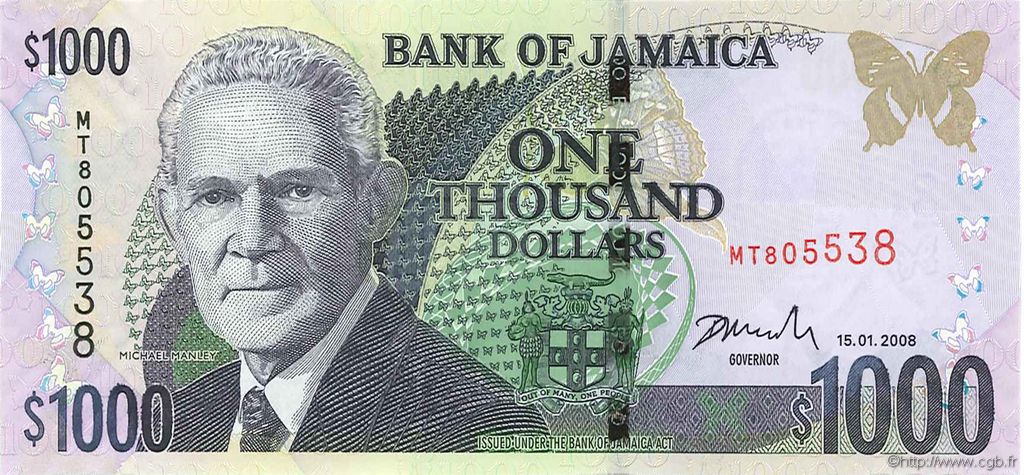 1000 Dollars GIAMAICA  2008 P.86f FDC