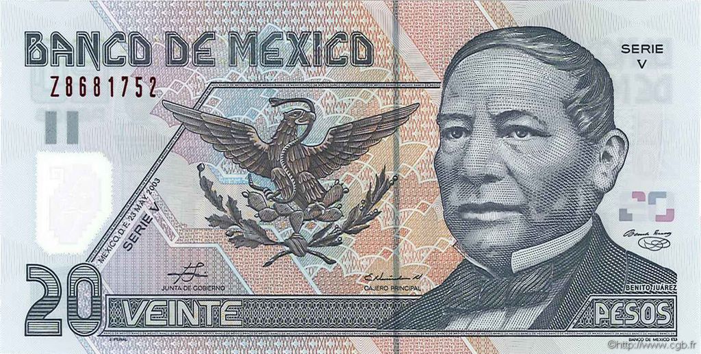20 Pesos MEXICO  2003 P.116d FDC