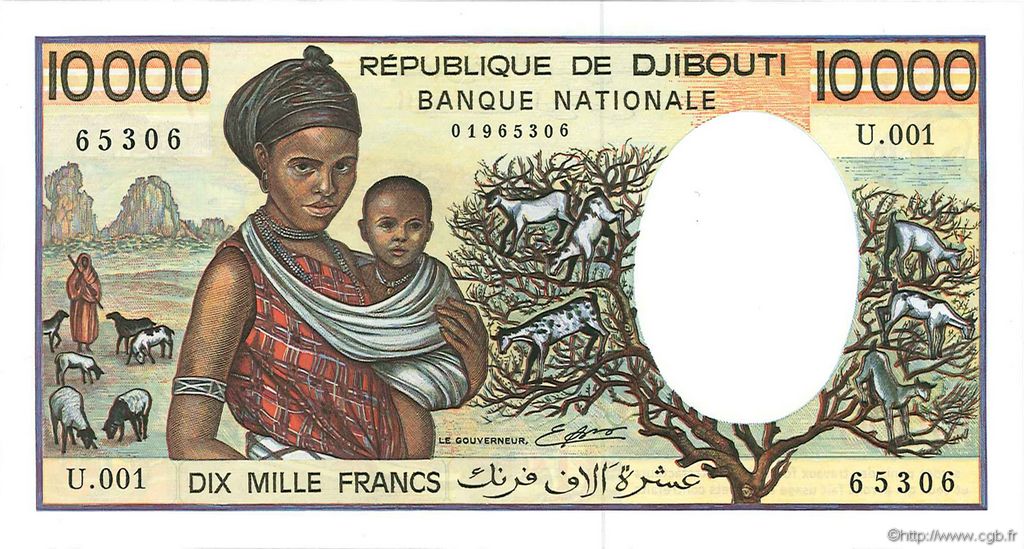 10000 Francs YIBUTI  1984 P.39b SC+