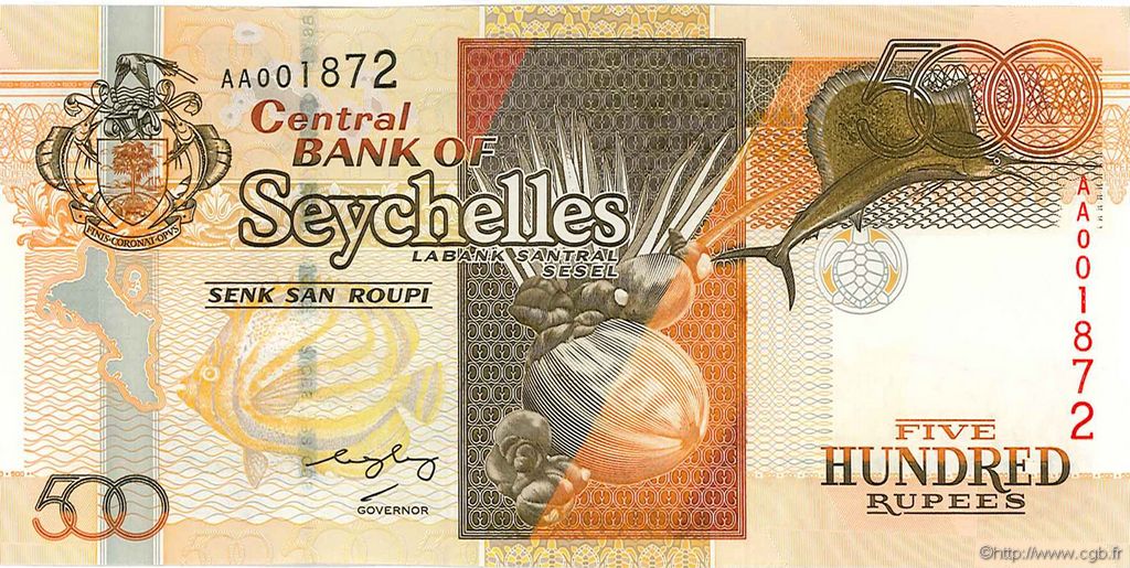 500 Rupees SEYCHELLES  2005 P.41 q.FDC