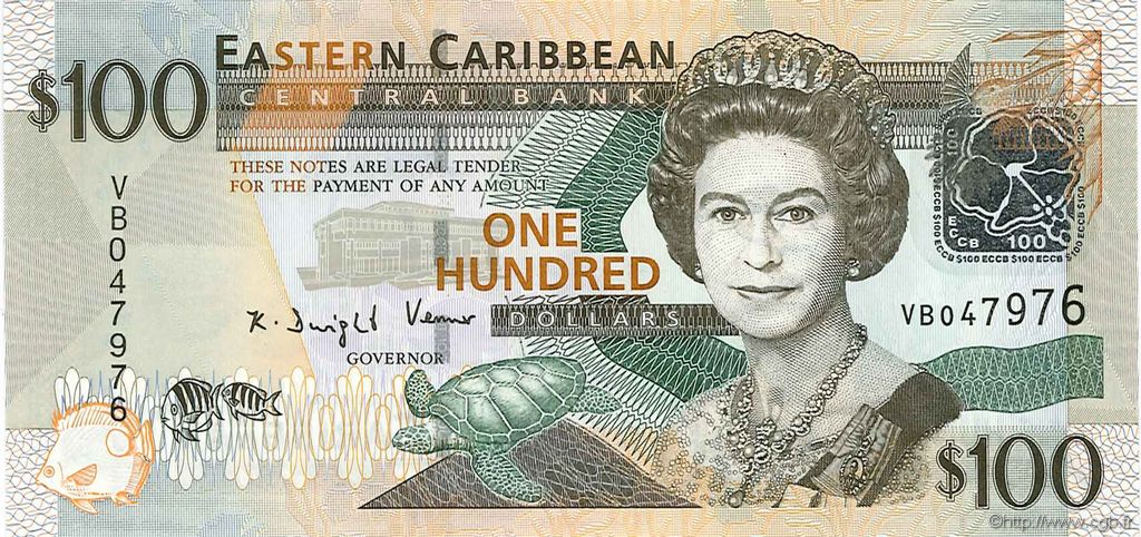 100 Dollars  EAST CARIBBEAN STATES  2008 P.51 SC+