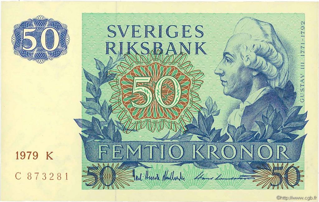 50 Kronor SUÈDE  1979 P.53c SC+