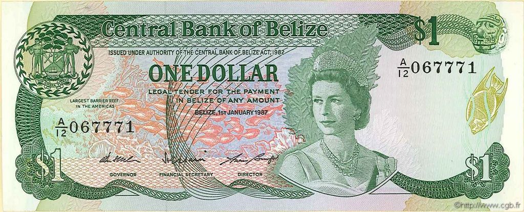 1 Dollar BELICE  1987 P.46c FDC