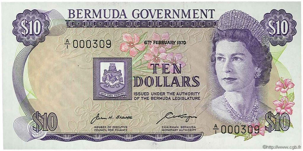 10 Dollars BERMUDA  1970 P.25a FDC