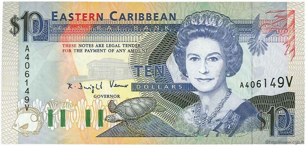 10 Dollars EAST CARIBBEAN STATES  1994 P.32v UNC-