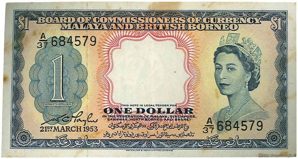 1 Dollar MALAYA and BRITISH BORNEO  1953 P.01a VF