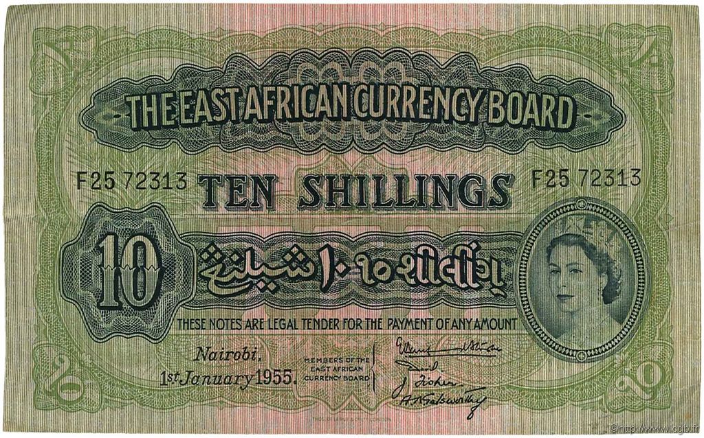 10 Shillings AFRICA DI L EST BRITANNICA   1955 P.34 BB