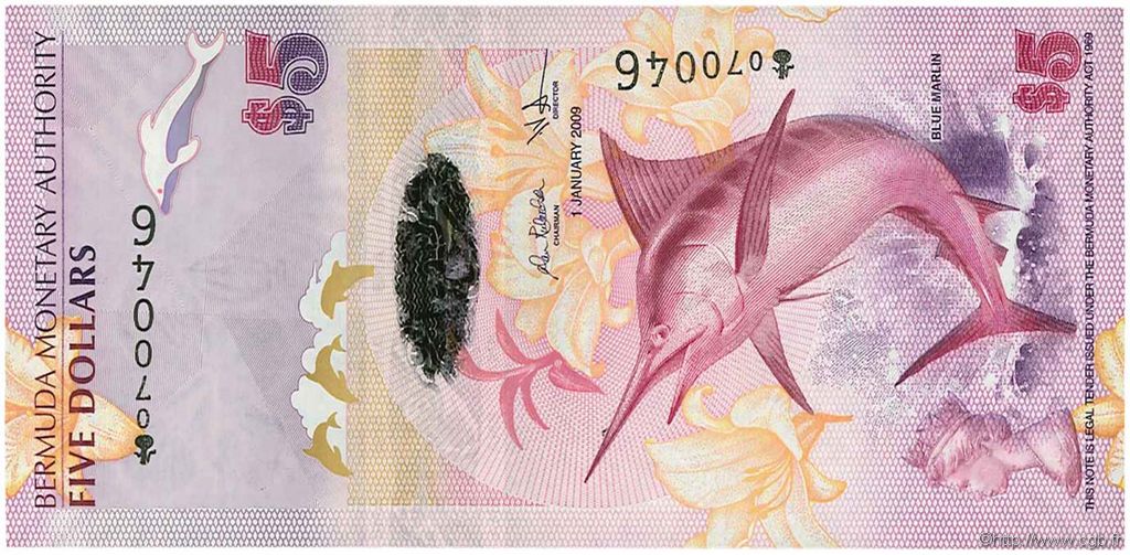 5 Dollars BERMUDA  2009 P.58a AU
