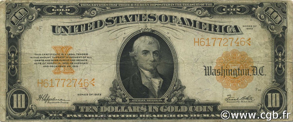 10 Dollars STATI UNITI D AMERICA  1922 P.274 q.BB