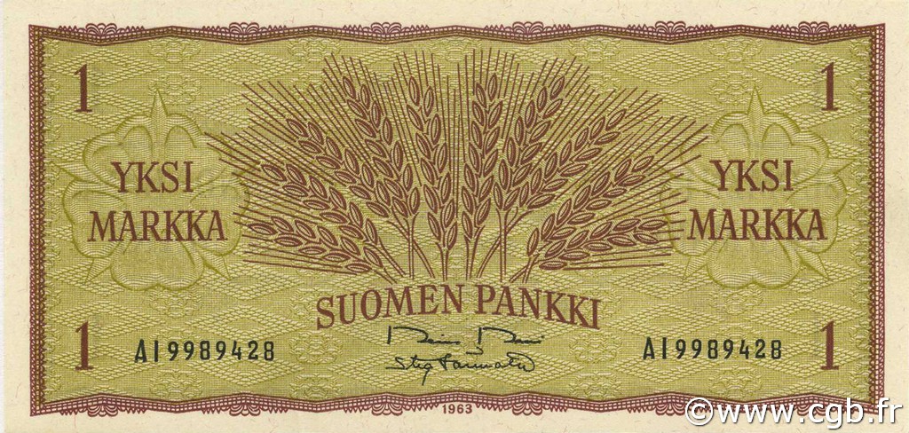 1 Markka FINLANDE  1963 P.098a NEUF