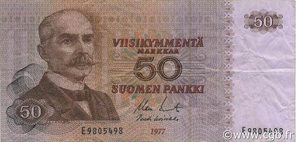 50 Markkaa FINLAND  1977 P.108a VF