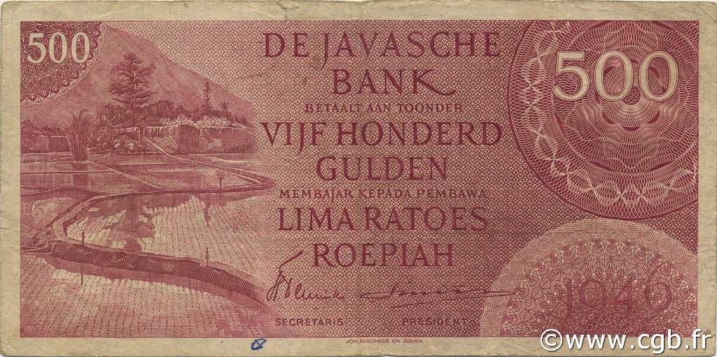 500 Gulden INDIE OLANDESI  1946 P.095 MB