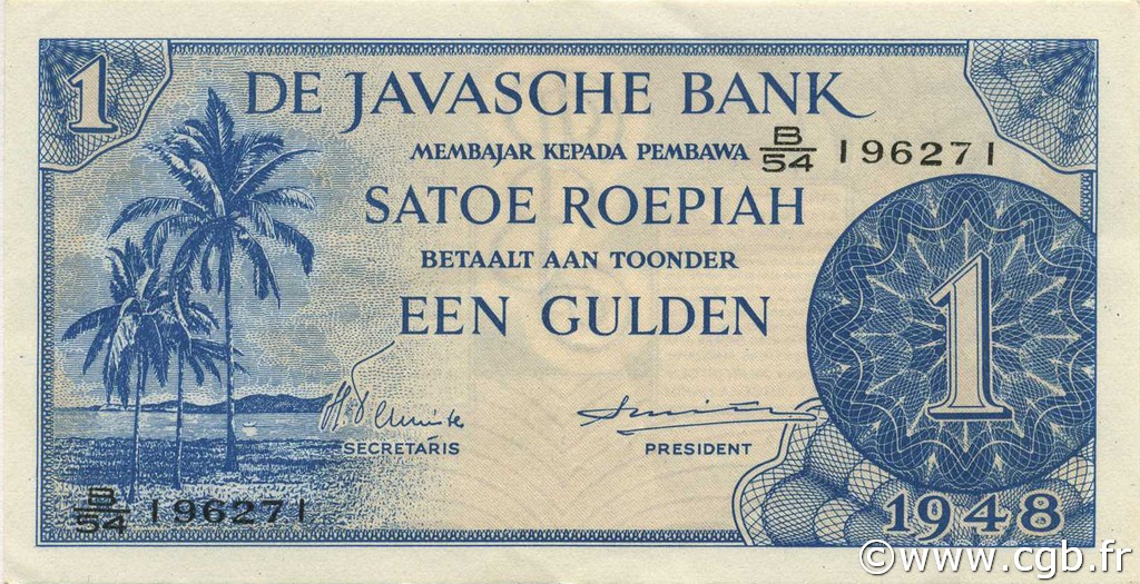 1 Gulden NIEDERLÄNDISCH-INDIEN  1948 P.098 VZ