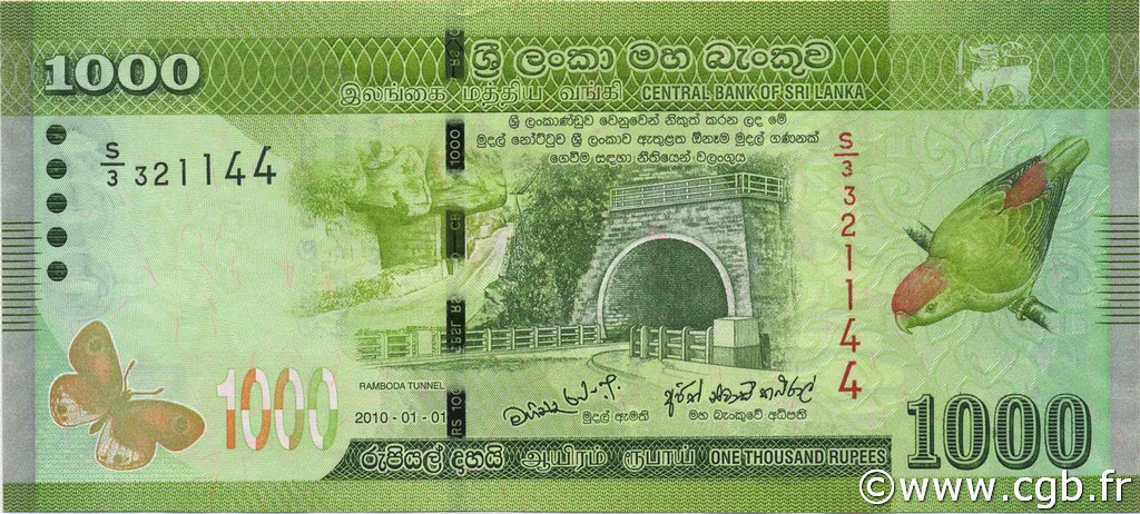 1000 Rupees SRI LANKA  2010 P.127a ST
