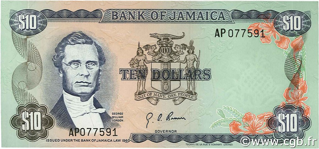 10 Dollars JAMAICA  1976 P.62 SC