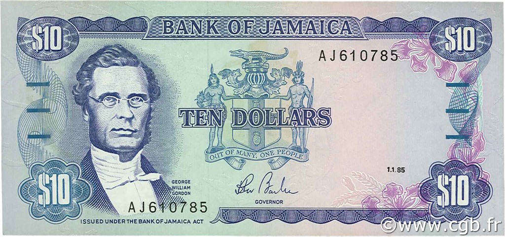 10 Dollars JAMAÏQUE  1985 P.71a TTB