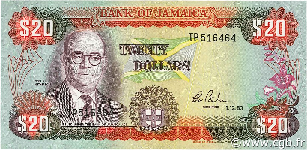 20 Dollars JAMAICA  1983 P.68c FDC