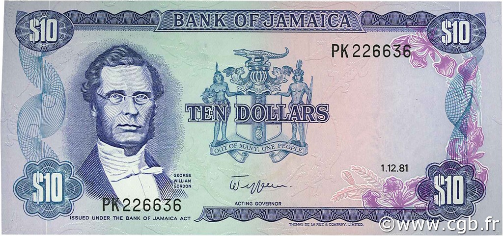 10 Dollars JAMAIKA  1981 P.67b ST