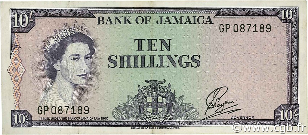 10 Shillings JAMAÏQUE  1964 P.51Bb TTB