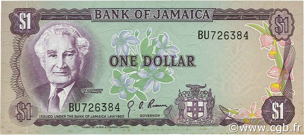 1 Dollar JAMAICA  1970 P.54 MBC+
